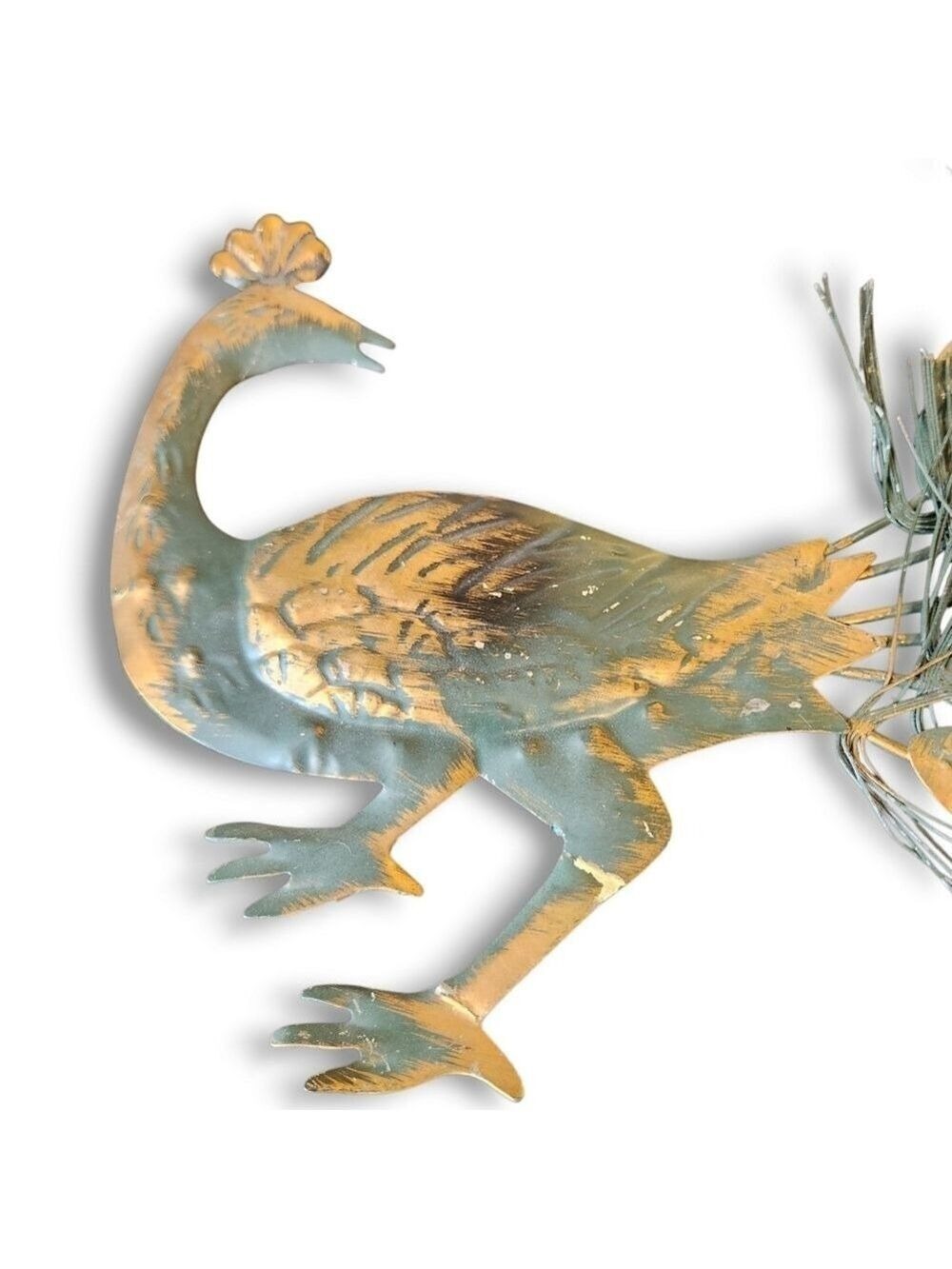 Vintage MCM Wall Decor Tin Peacock PAIR (Made in Hong Kong) Circa 1950-1960s - Picture 7 of 11